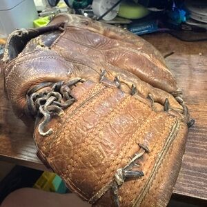 Vintage Brown Leather Baseball Glove